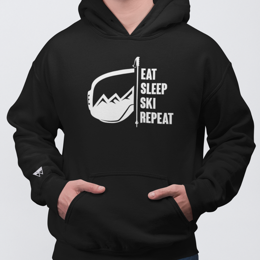Eat Sleep Ski Repeat Hoodie mit Stick Logo