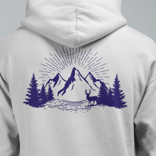 Berge blau Hoodie mit Stick Logo
